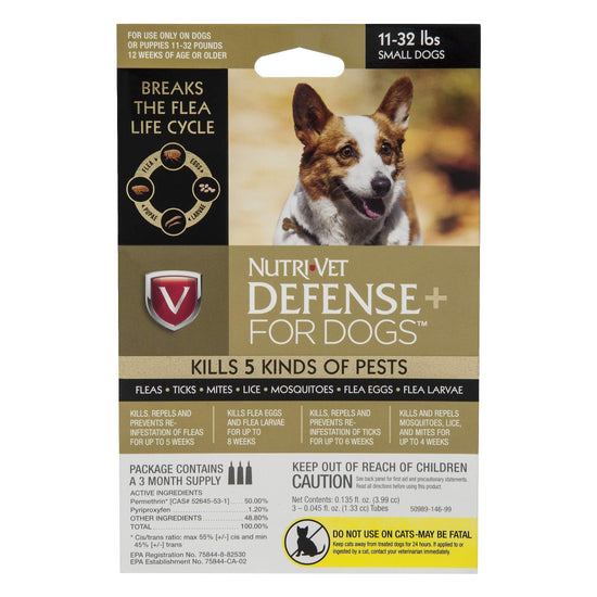 Nutri-Vet Defense Plus Control de Pulgas y Garrapatas para Perros Pequeños